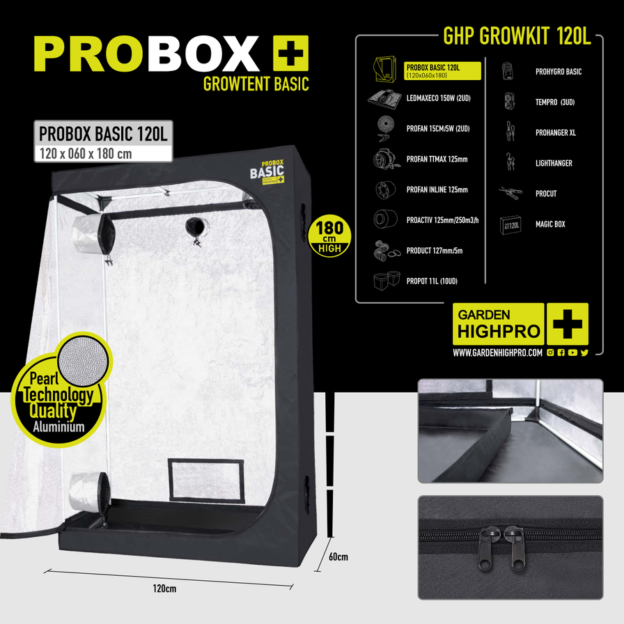 Growbox Komplettset 120x60 Zubehör Lucky Hemp   