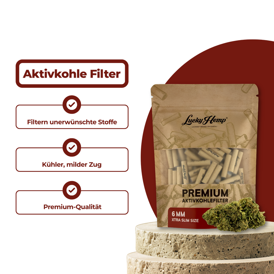 Lucky Hemp® Aktivkohle Filter Xtra Slim Merchandise Lucky Hemp