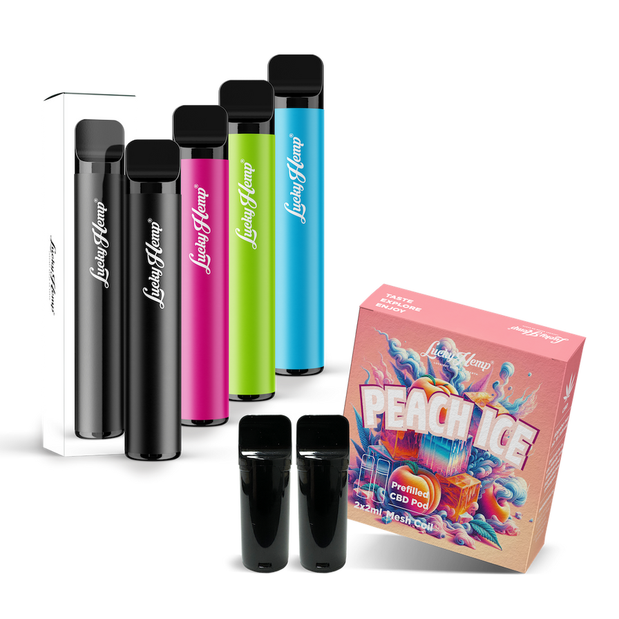 Vape Batterie + 2 Pods Peach Ice Vape Pens Lucky Hemp   