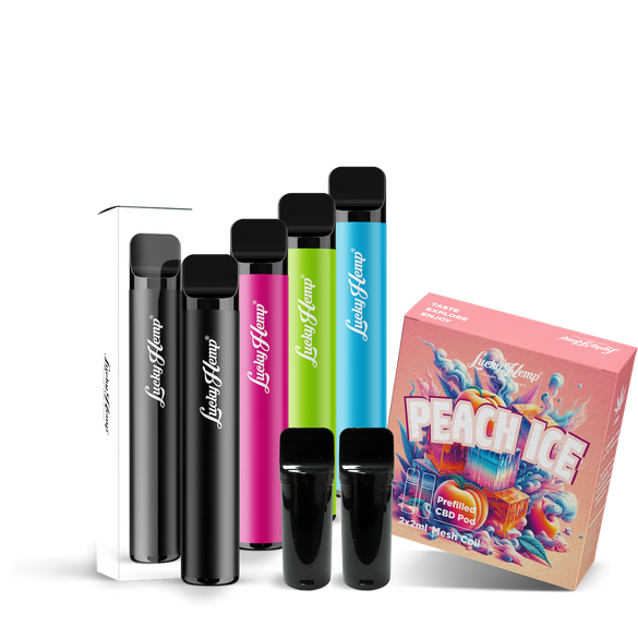 Vape Batterie + 2 Pods Peach Ice Vape Pens Lucky Hemp   