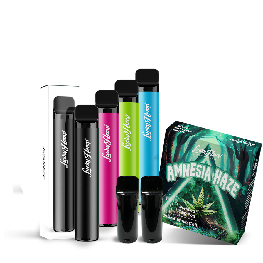 Vape Batterie + 2 Pods Amnesia Vape Pens Lucky Hemp   