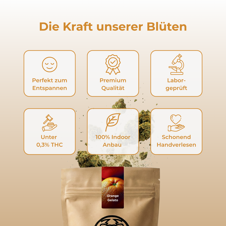 Orange Gelato Ökopack Blüten Lucky Hemp