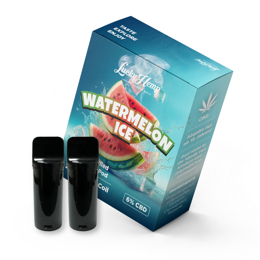 Watermelon Ice CBD Vape Pods | Lucky Hemp reines CBD-Isolat, THCfrei | Lucky Hemp Watermelon Ice CBD Vape Pods | Lucky Hemp reines CBD-Isolat, THCfrei | Lucky Hemp