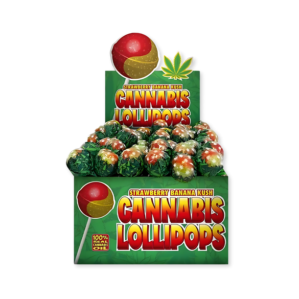 Dr. Greenlove Cannabis Lollipop Edibles Lucky Hemp Strawberry Banana Kush