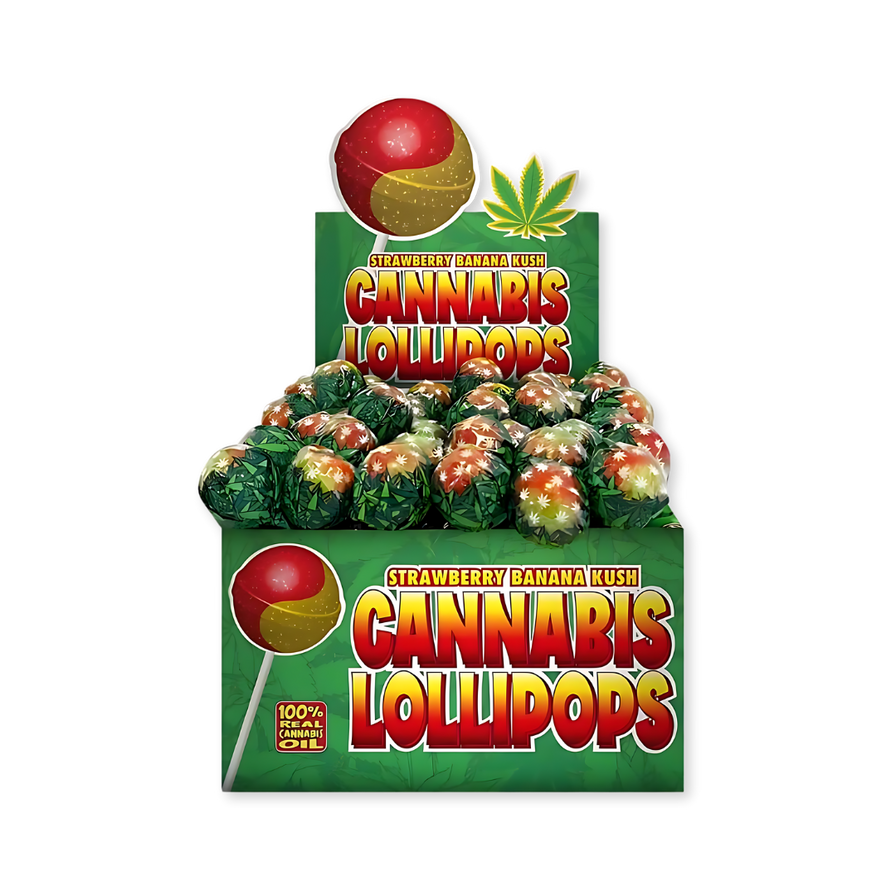 Dr. Greenlove Cannabis Lollipop Edibles Lucky Hemp Strawberry Banana Kush
