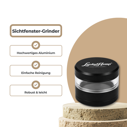 Lucky Hemp® Grinder mit Sichtfenster Zubehör Lucky Hemp