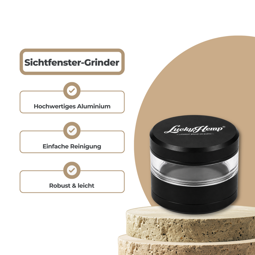 Lucky Hemp® Grinder mit Sichtfenster Zubehör Lucky Hemp