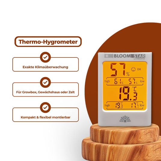 BloomStar Horti Pro Thermo-Hygrometer Growzubehör Lucky Hemp