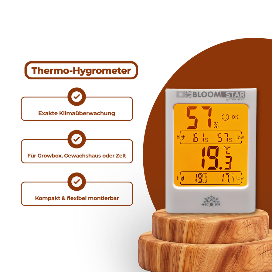 BloomStar Horti Pro Thermo-Hygrometer Growzubehör Lucky Hemp