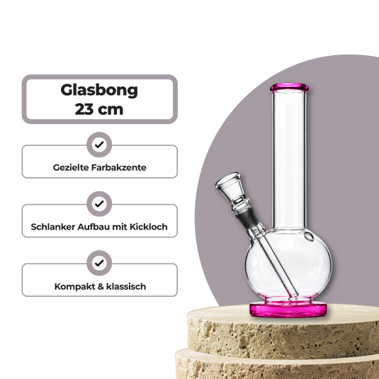 Glasbong mit pinken Details 23 cm Merchandise Lucky Hemp