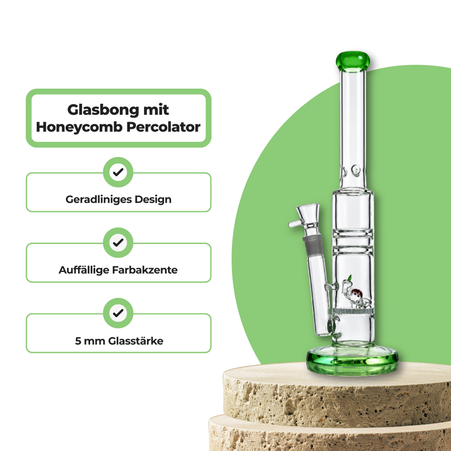 Glasbong mit Honeycomb Percolator 37 cm Merchandise Lucky Hemp