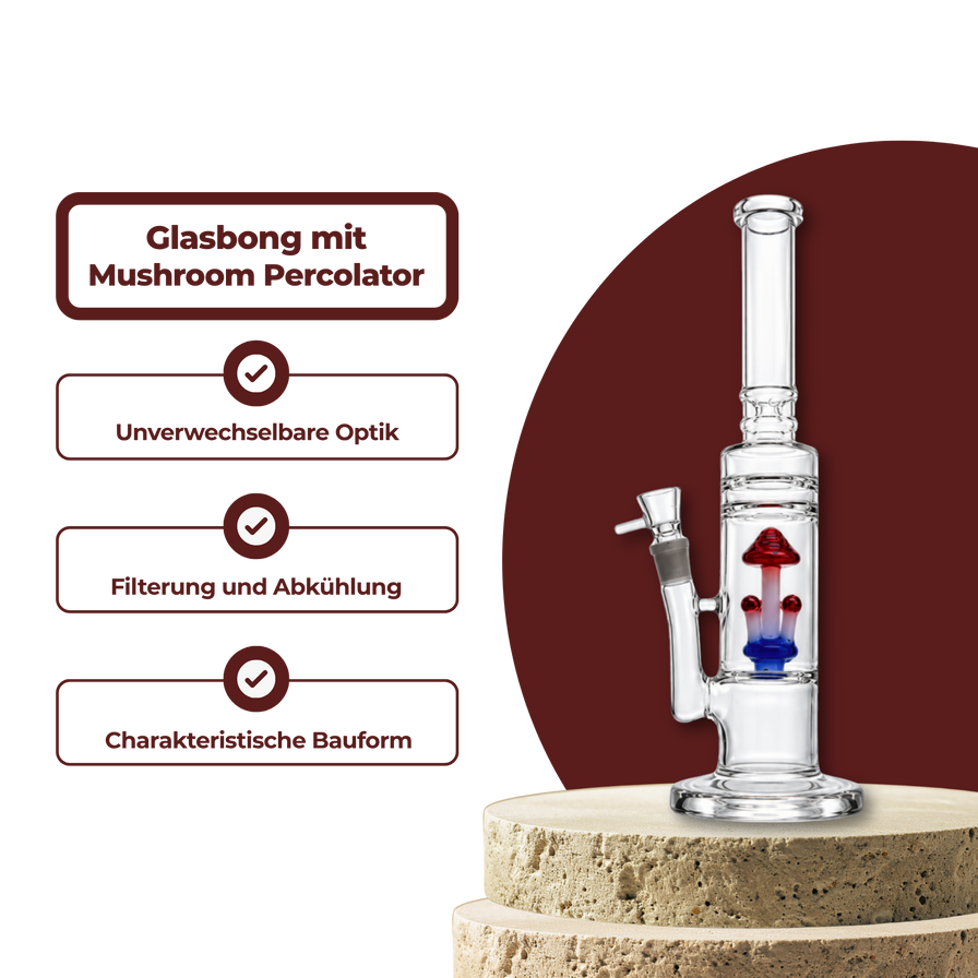 Glasbong mit Mushroom Percolator 38 cm Merchandise Lucky Hemp