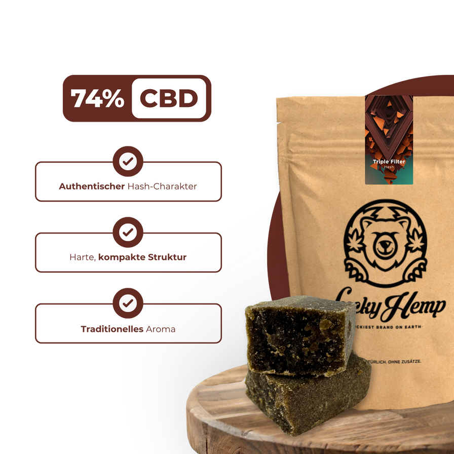 Triple Filter Hash Ökopack Blüten Lucky Hemp
