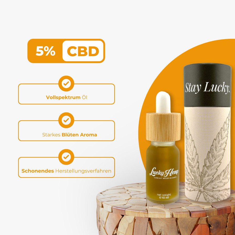 5% CBD-Öl Vollspektrum Öle Lucky Hemp
