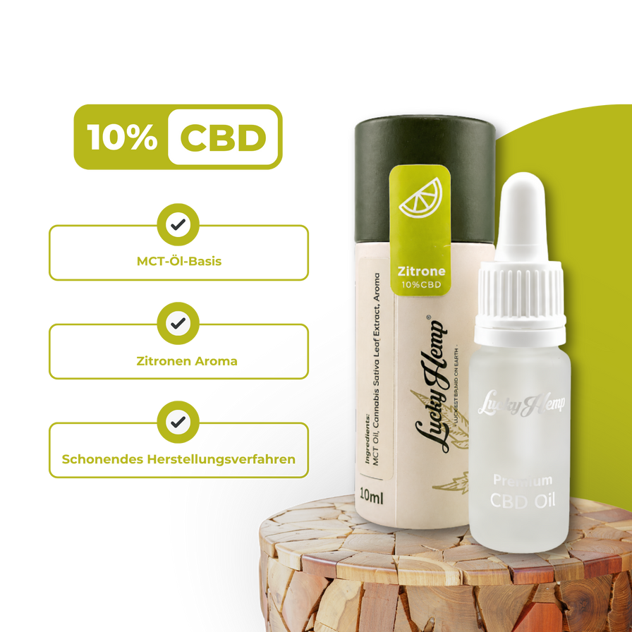 Zitronen CBD-Öl 10% Öle Lucky Hemp