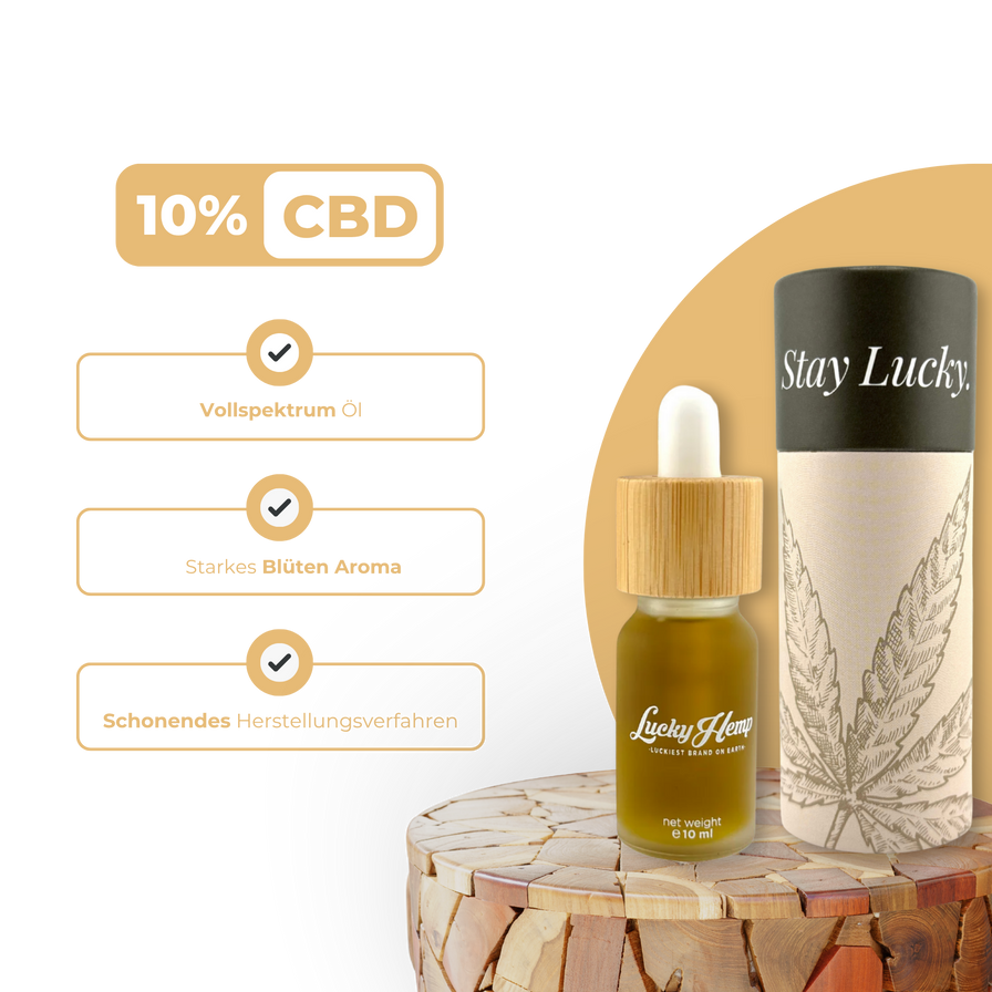 10% CBD-Öl Vollspektrum Öle Lucky Hemp
