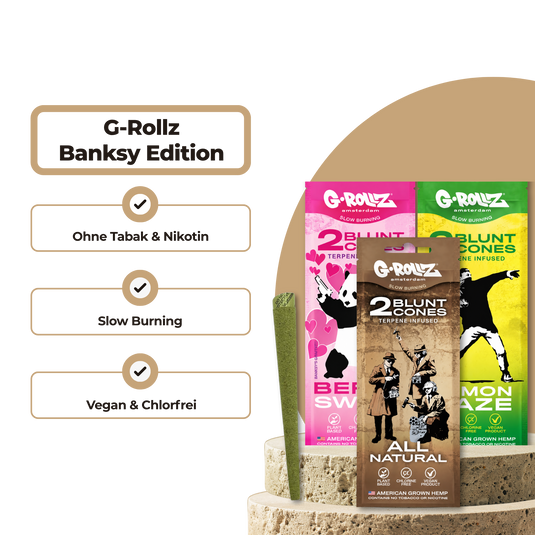 G-Rollz Banksy’s Graffiti Terpene-Infused Pre-rolled Hemp Cones Merchandise Lucky Hemp