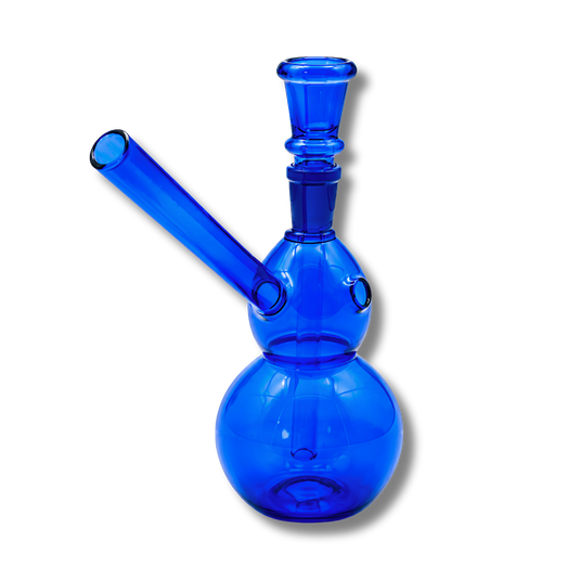 Doppel-Kugel Glasbong mit seitlichem Mundrohr 17 cm Merchandise Lucky Hemp